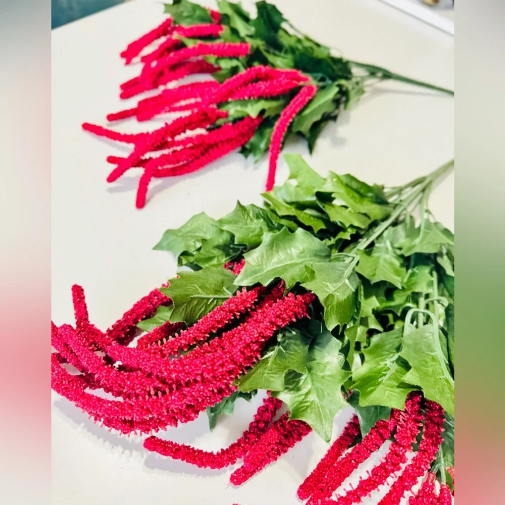 2 Pcs LIFELIKE Red Amaranthus Flower Picks Floral Decor Arrangement